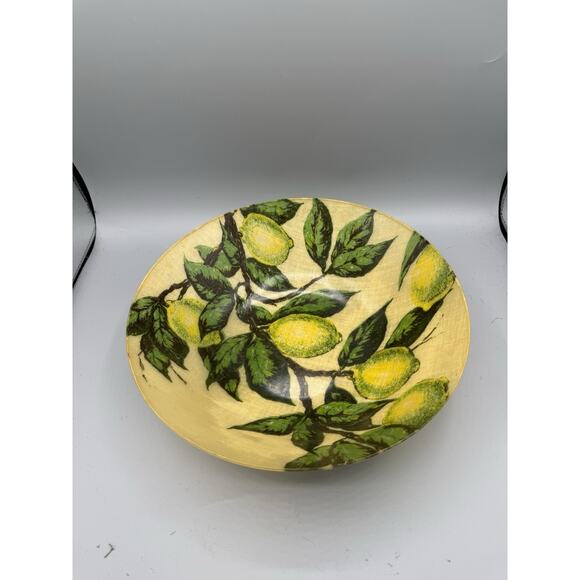 Vintage Artmor Fiberglass Bowl Lemons Fruit Design 13” Mid Century Modern MCM - Picture 1 of 7